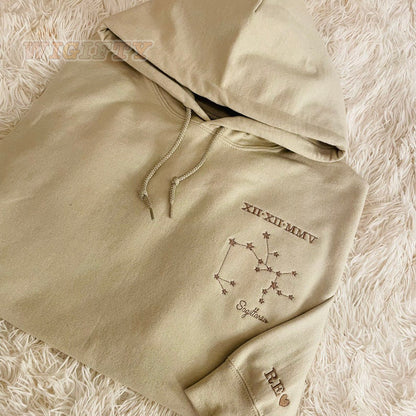 Personalisation Roman date constellation Hoodie Embroidery