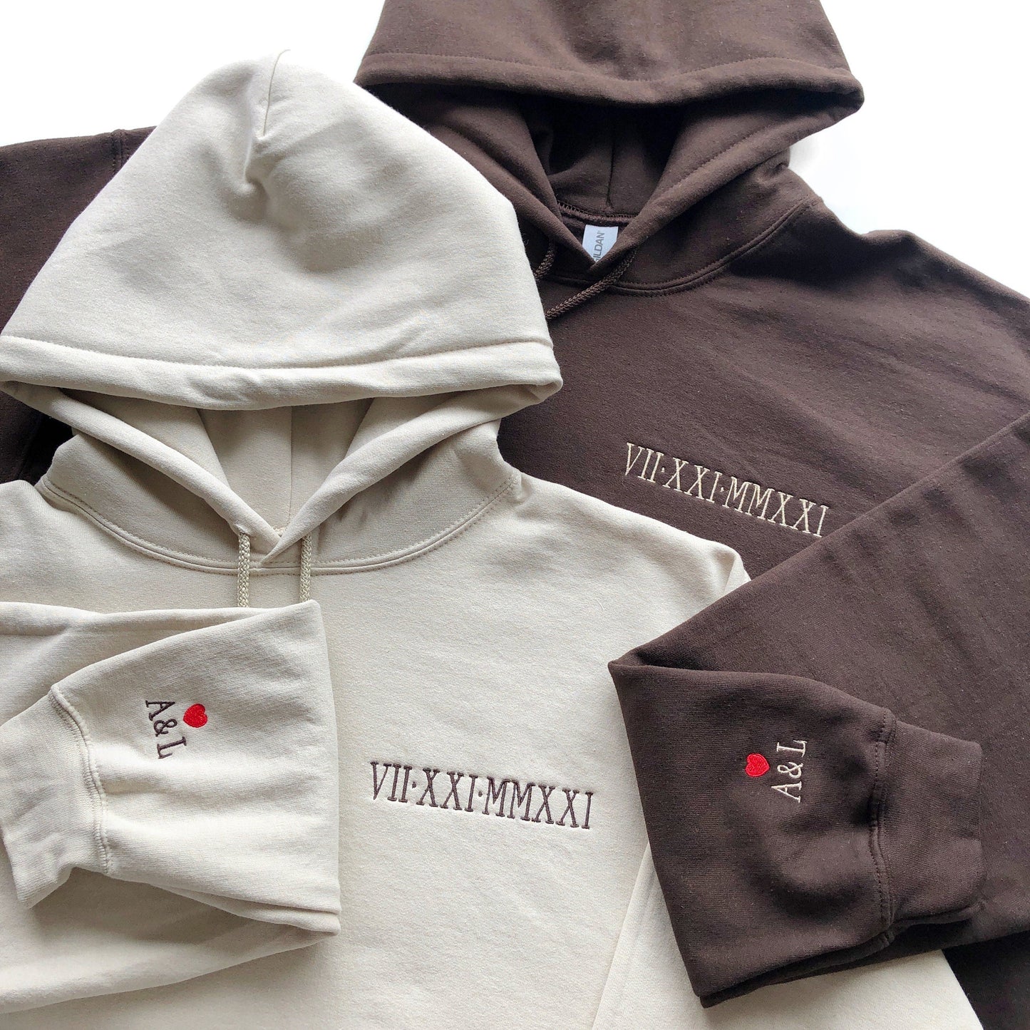 👩‍❤️‍👨Personalisation Roman Numeral  Hoodie Embroidery