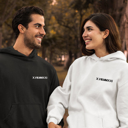 👩‍❤️‍👨Personalisation Roman Numeral  Hoodie Embroidery